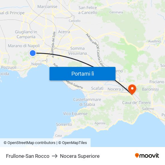 Frullone-San Rocco to Nocera Superiore map