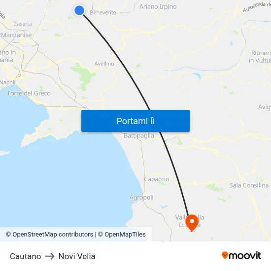 Cautano to Novi Velia map