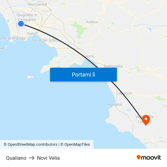 Qualiano to Novi Velia map