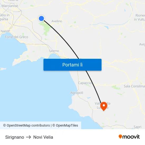 Sirignano to Novi Velia map
