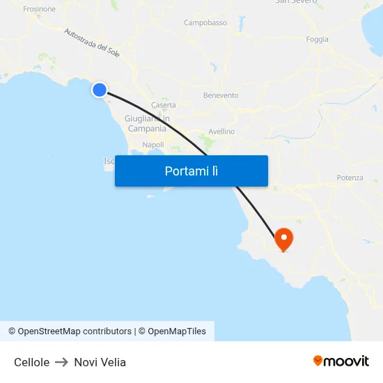 Cellole to Novi Velia map