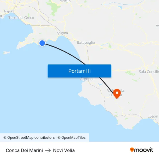 Conca Dei Marini to Novi Velia map