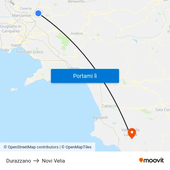Durazzano to Novi Velia map