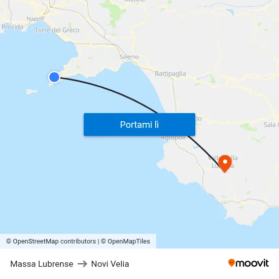 Massa Lubrense to Novi Velia map