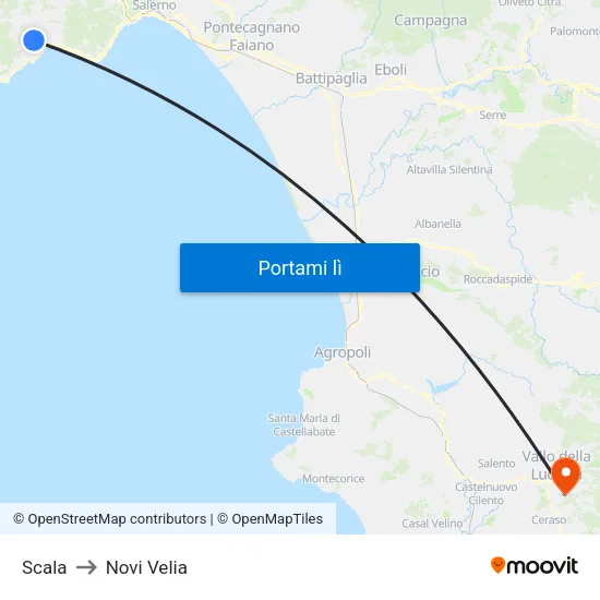 Scala to Novi Velia map