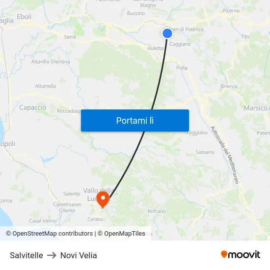 Salvitelle to Novi Velia map
