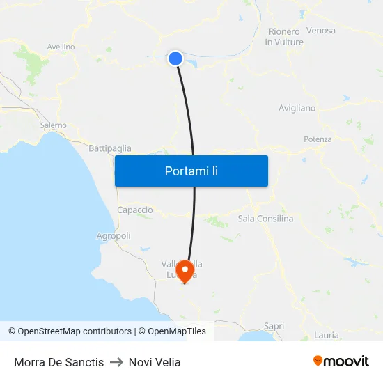 Morra De Sanctis to Novi Velia map