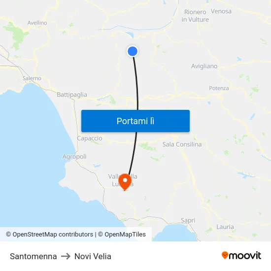 Santomenna to Novi Velia map