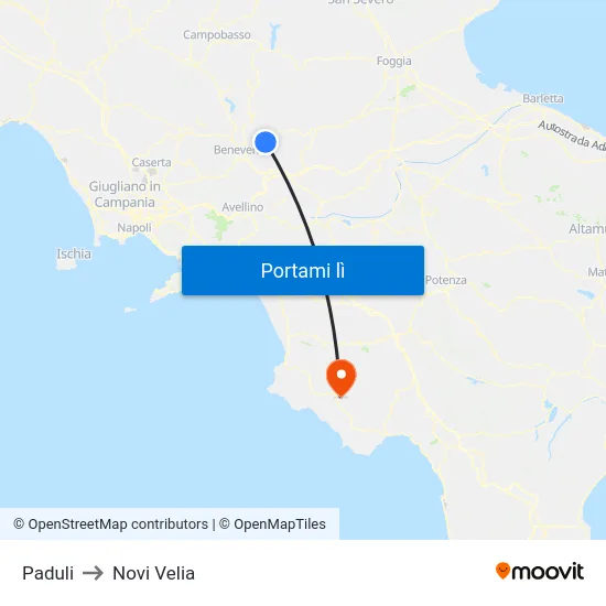 Paduli to Novi Velia map