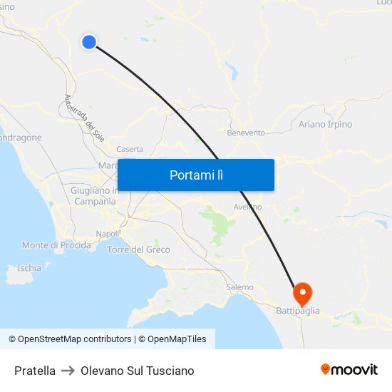 Pratella to Olevano Sul Tusciano map