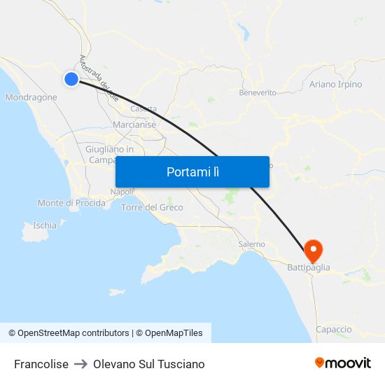 Francolise to Olevano Sul Tusciano map