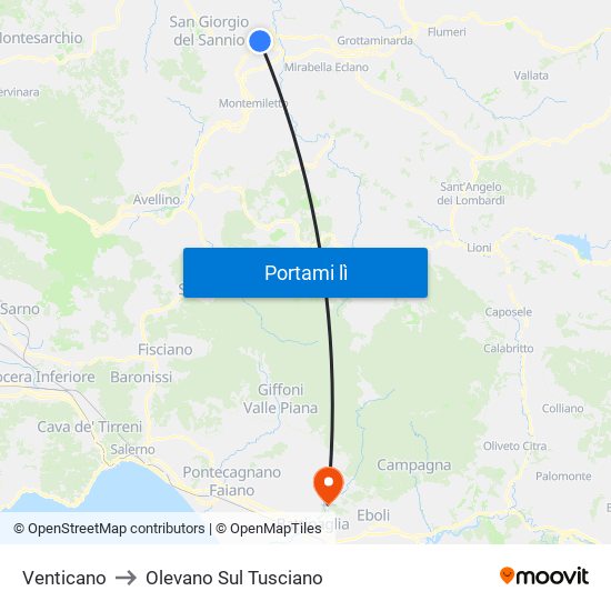 Venticano to Olevano Sul Tusciano map