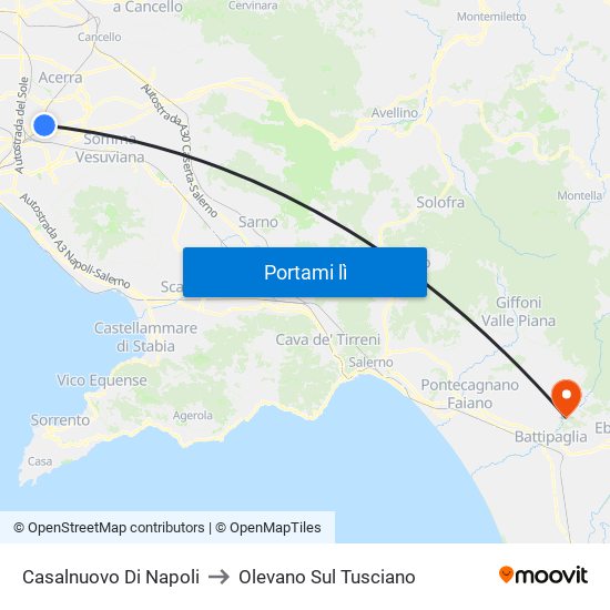 Casalnuovo Di Napoli to Olevano Sul Tusciano map