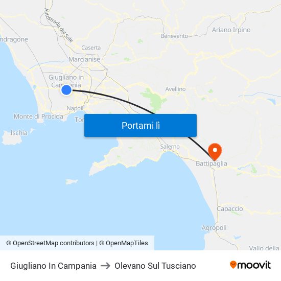Giugliano In Campania to Olevano Sul Tusciano map