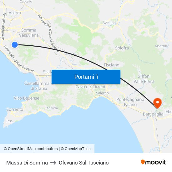 Massa Di Somma to Olevano Sul Tusciano map