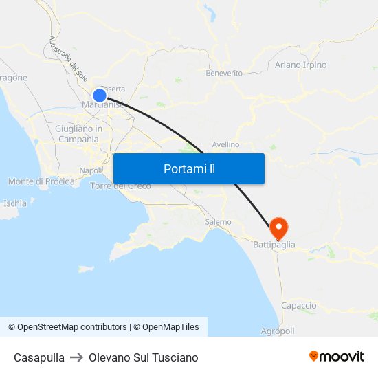 Casapulla to Olevano Sul Tusciano map