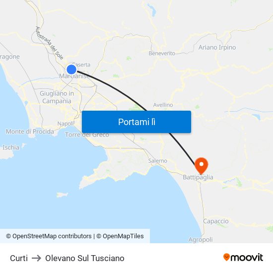 Curti to Olevano Sul Tusciano map