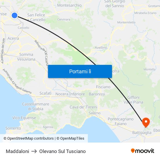 Maddaloni to Olevano Sul Tusciano map