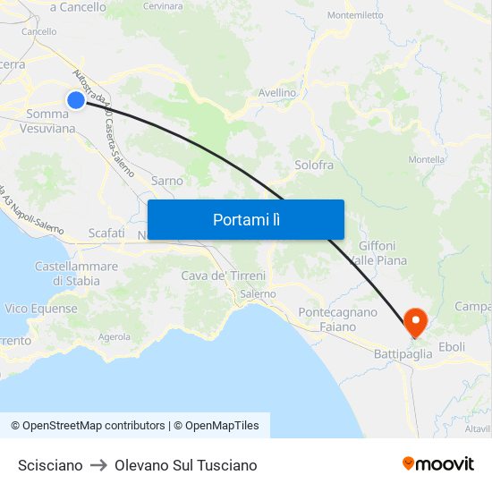 Scisciano to Olevano Sul Tusciano map