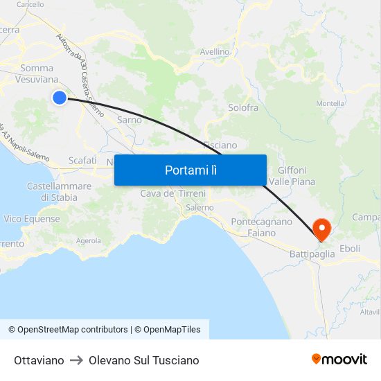 Ottaviano to Olevano Sul Tusciano map