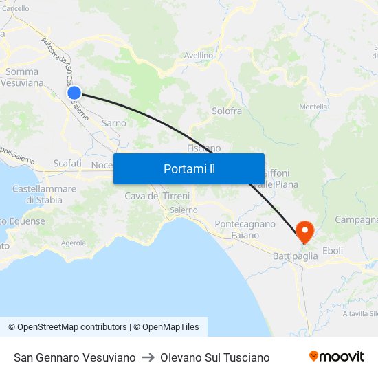 San Gennaro Vesuviano to Olevano Sul Tusciano map