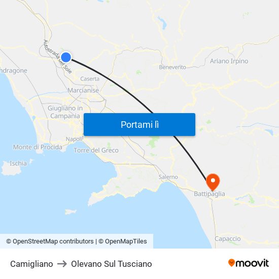 Camigliano to Olevano Sul Tusciano map