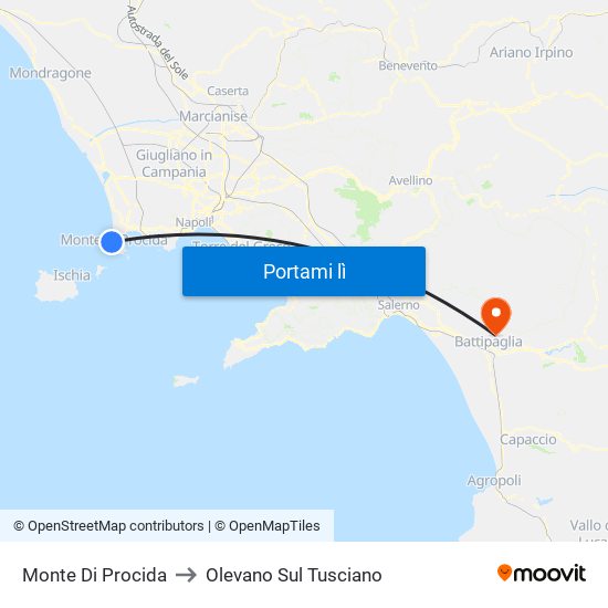 Monte Di Procida to Olevano Sul Tusciano map