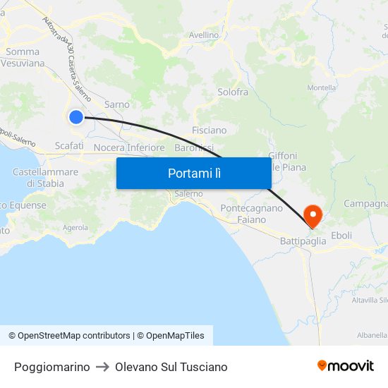 Poggiomarino to Olevano Sul Tusciano map