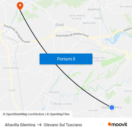 Altavilla Silentina to Olevano Sul Tusciano map