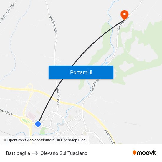 Battipaglia to Olevano Sul Tusciano map