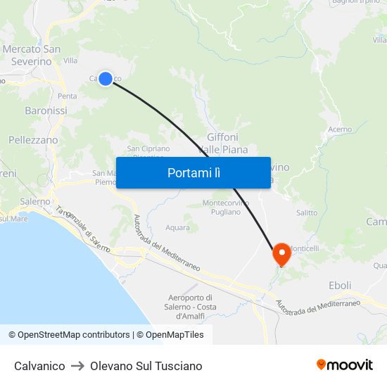 Calvanico to Olevano Sul Tusciano map