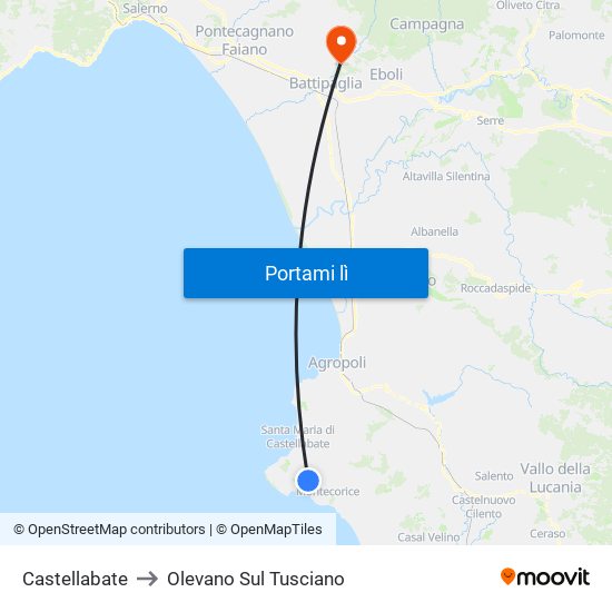 Castellabate to Olevano Sul Tusciano map