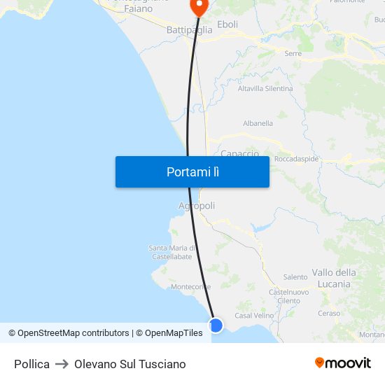 Pollica to Olevano Sul Tusciano map