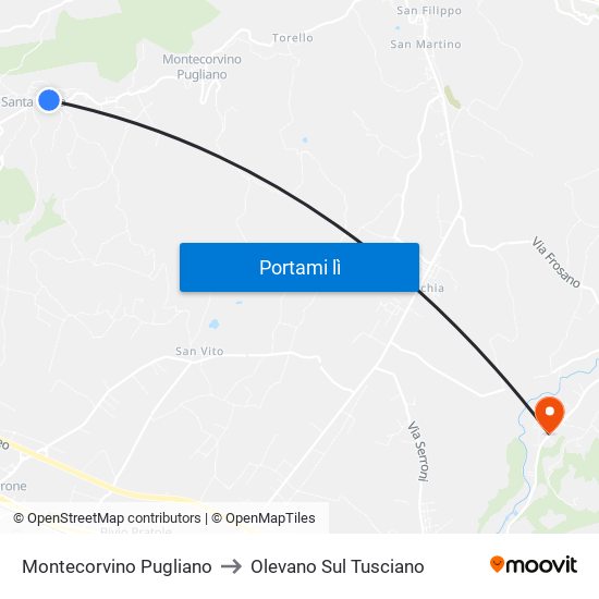 Montecorvino Pugliano to Olevano Sul Tusciano map