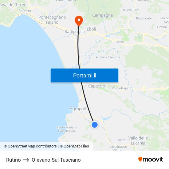 Rutino to Olevano Sul Tusciano map