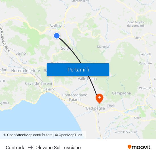 Contrada to Olevano Sul Tusciano map