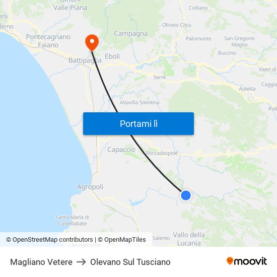 Magliano Vetere to Olevano Sul Tusciano map