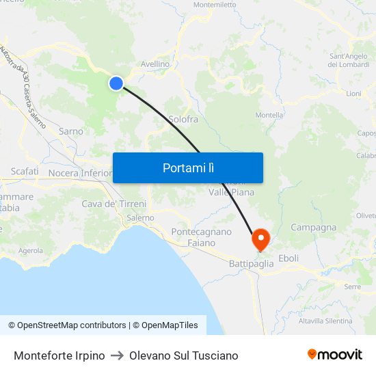 Monteforte Irpino to Olevano Sul Tusciano map