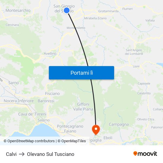 Calvi to Olevano Sul Tusciano map