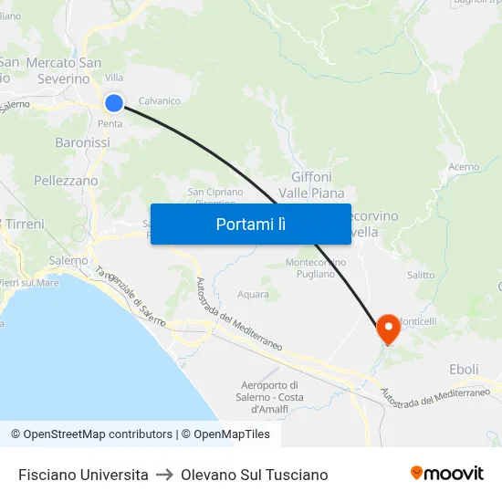 Fisciano Universita to Olevano Sul Tusciano map
