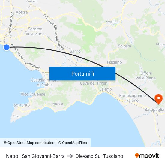 Napoli San Giovanni-Barra to Olevano Sul Tusciano map