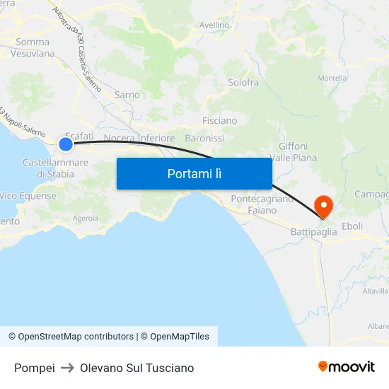 Pompei to Olevano Sul Tusciano map