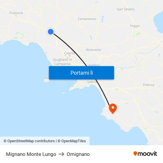 Mignano Monte Lungo to Omignano map