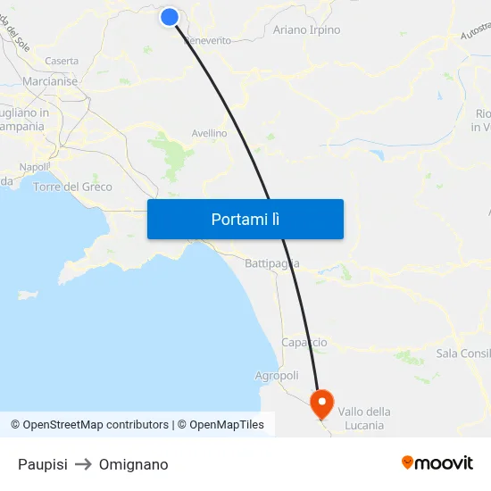 Paupisi to Omignano map