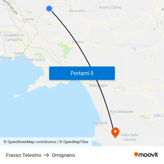 Frasso Telesino to Omignano map