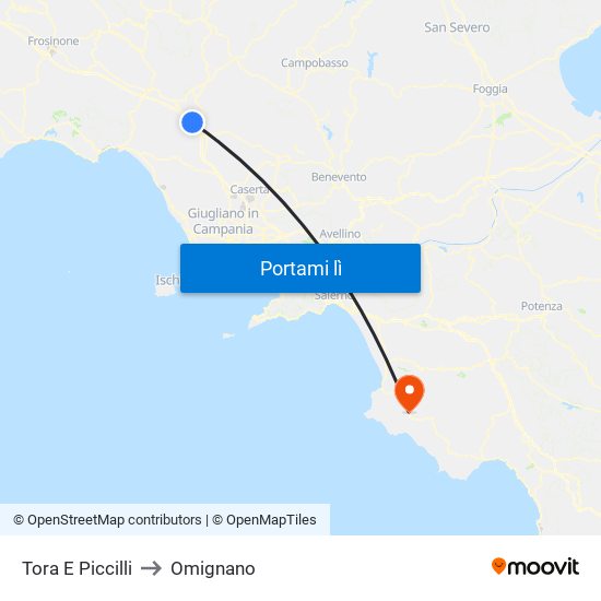 Tora E Piccilli to Omignano map