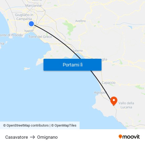 Casavatore to Omignano map
