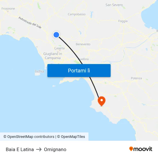 Baia E Latina to Omignano map