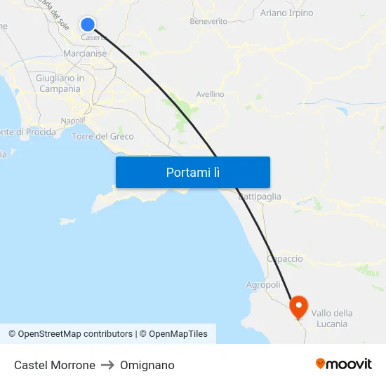 Castel Morrone to Omignano map