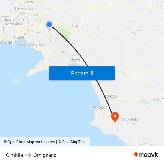 Cimitile to Omignano map